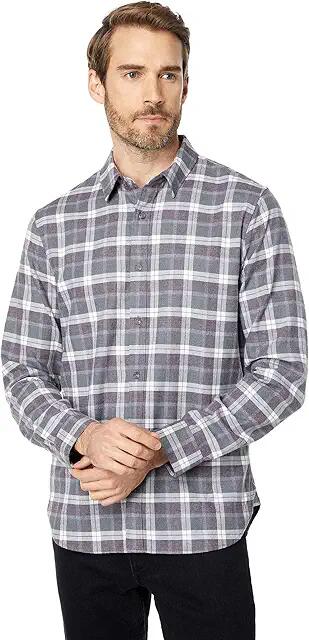 Vince Melange Plaid Long Sleeve (Medium Heather Grey) Men's Clothing Cover