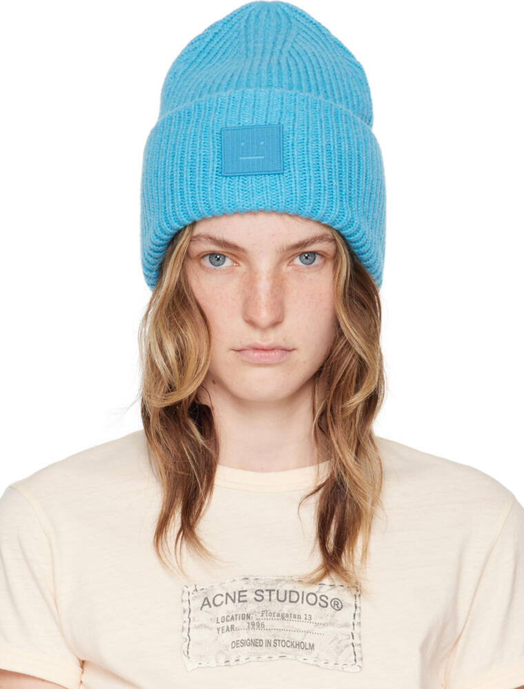 Acne Studios Blue Large Face Logo Beanie Cover