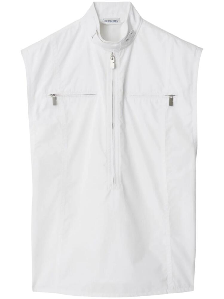 Burberry half-zip cotton tank top - White Cover