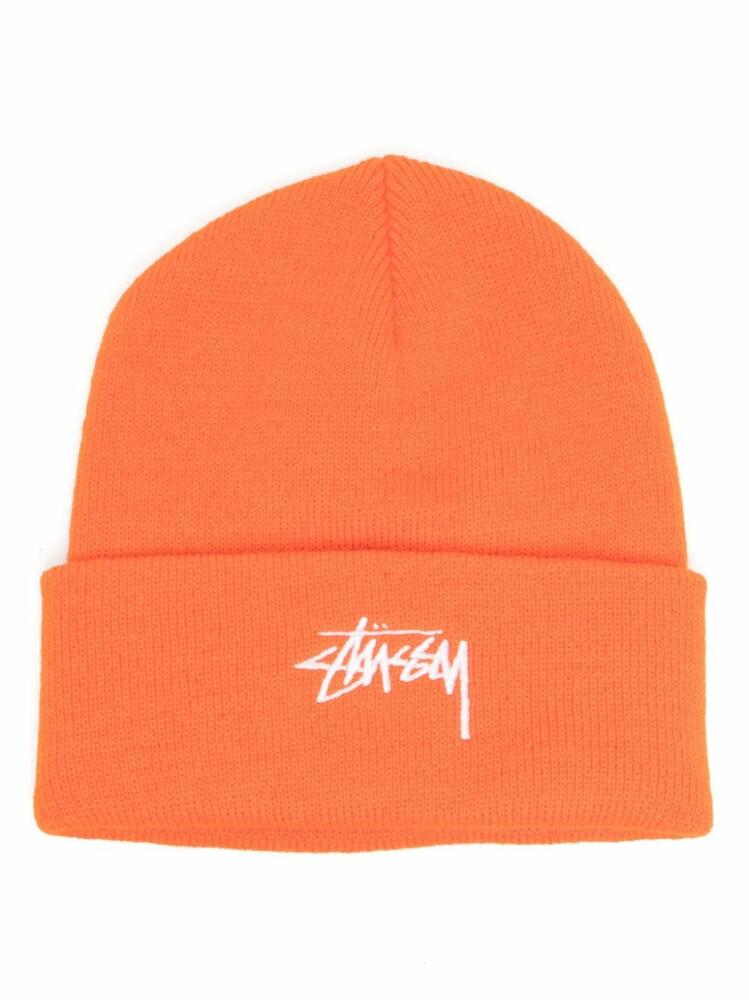 Stüssy logo-embroidered knitted beanie - Orange Cover