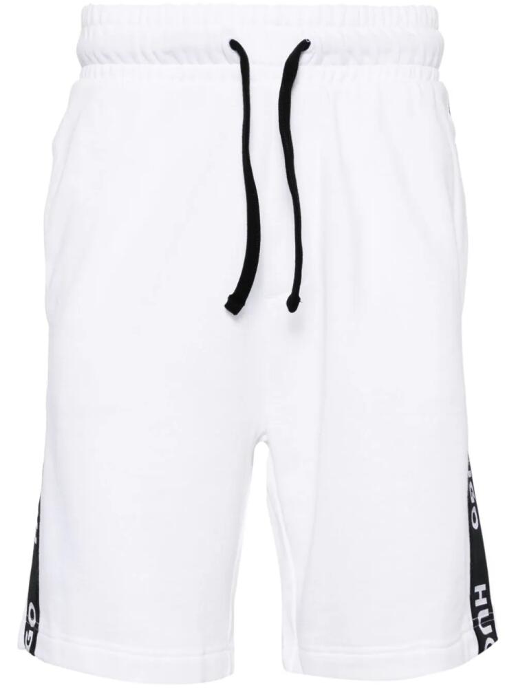 HUGO Sporty logo-tape cotton shorts - White Cover