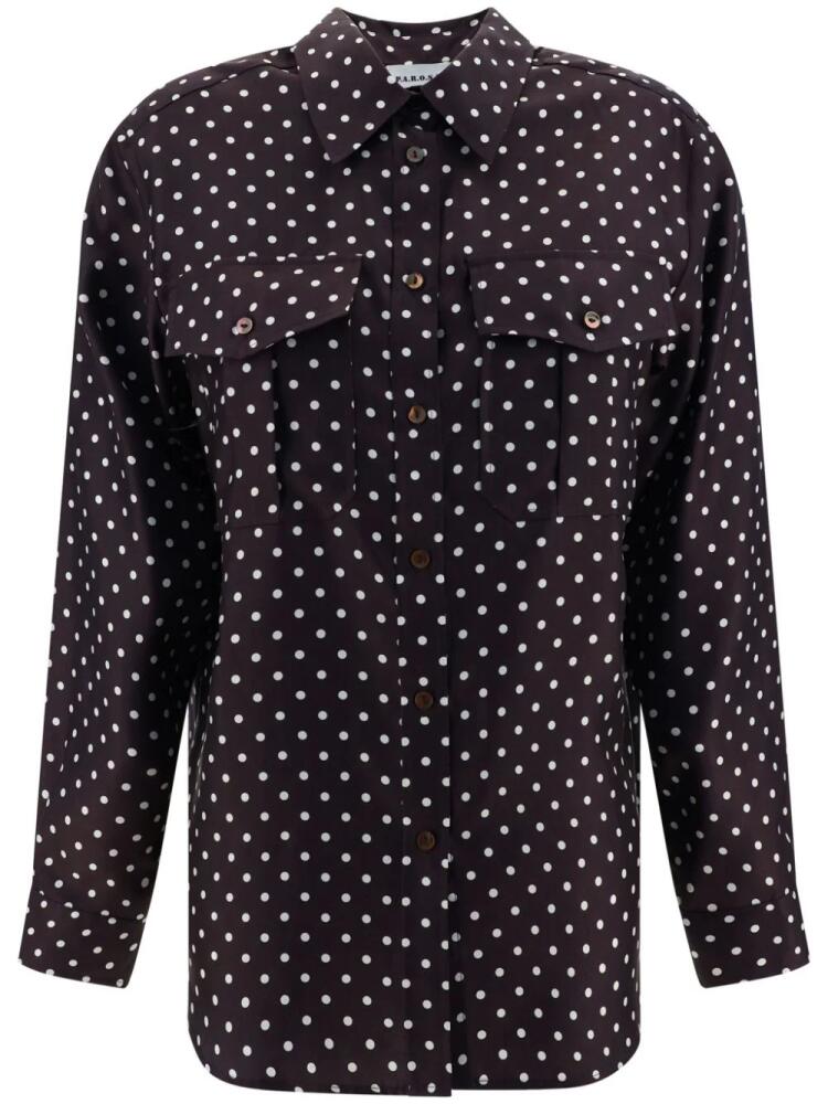 P.A.R.O.S.H. polka-dot silk shirt - Brown Cover