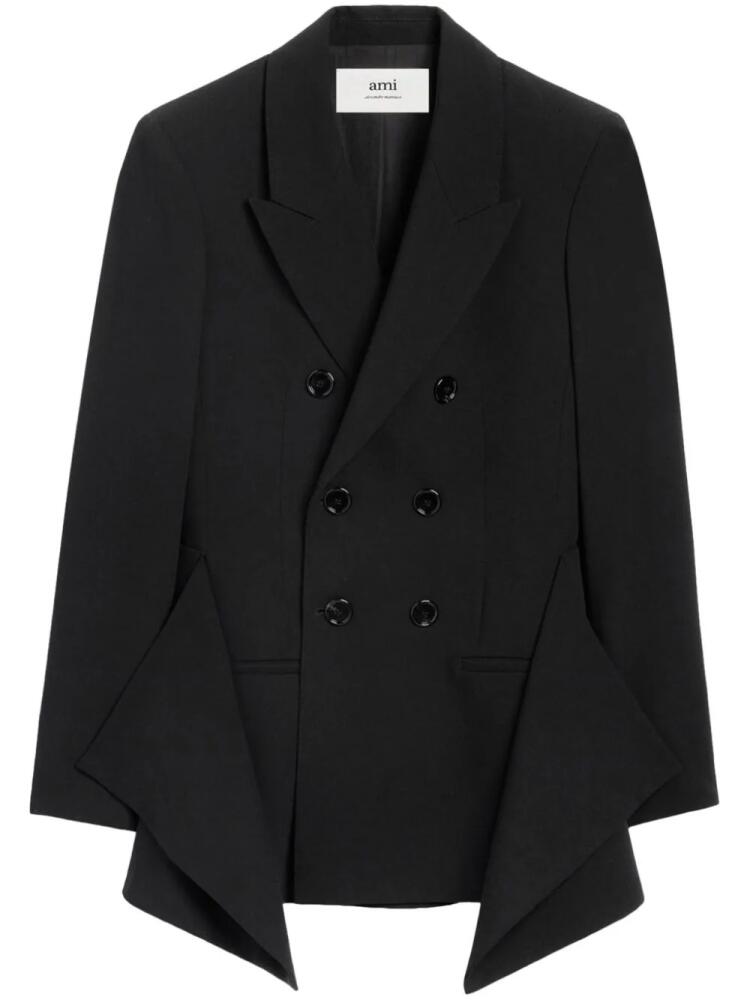 AMI Paris draped-panel virgin wool blazer - Black Cover