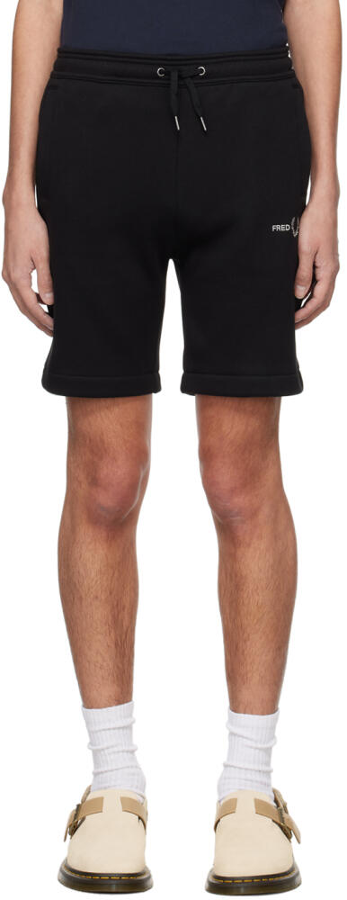 Fred Perry Black Embroidered Shorts Cover