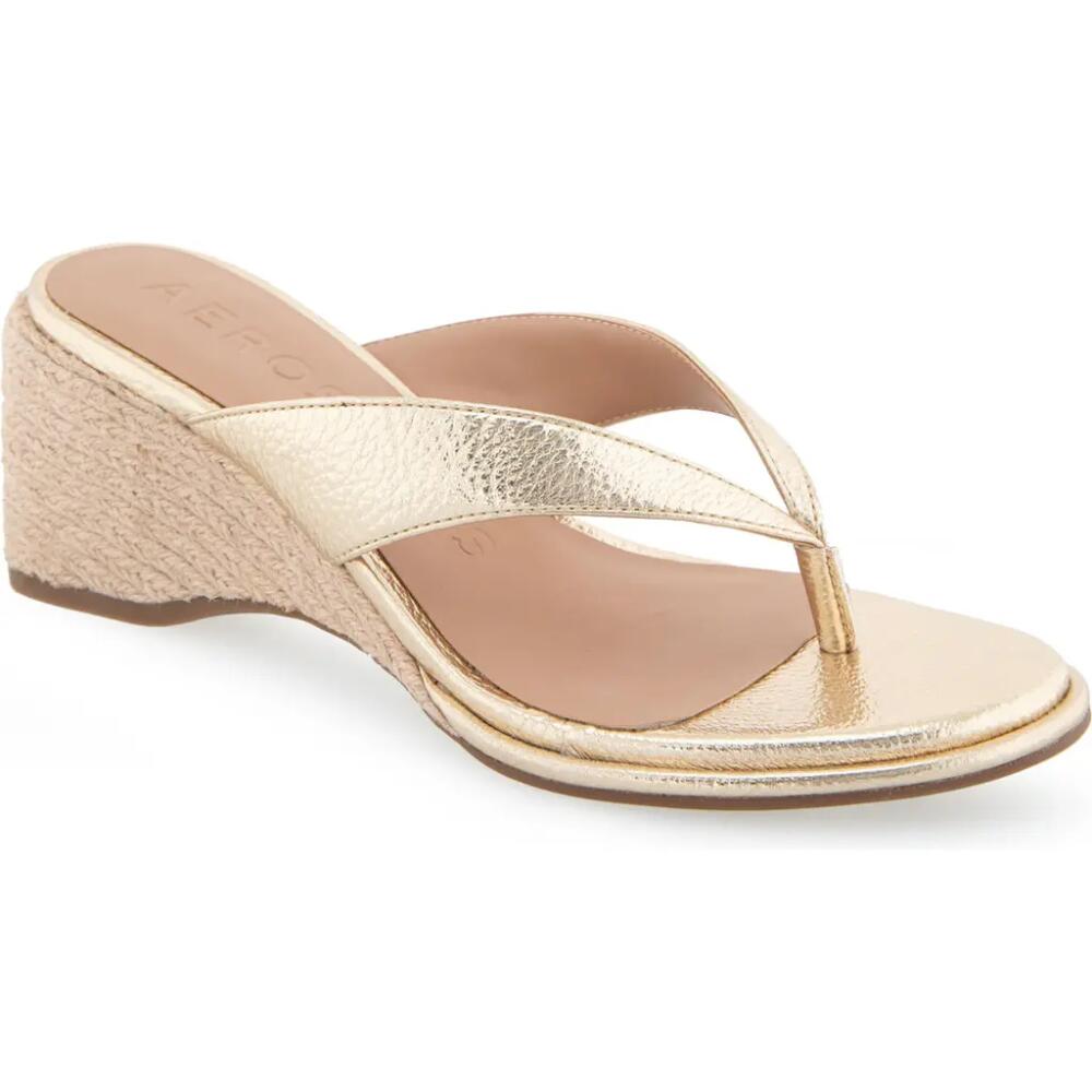 Aerosoles Nero Espadrille Wedge Flip Flop in Soft Gold Pu Cover