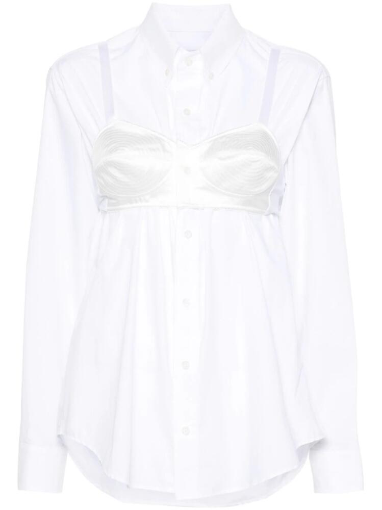 Vaquera built-in-bra cotton shirt - White Cover