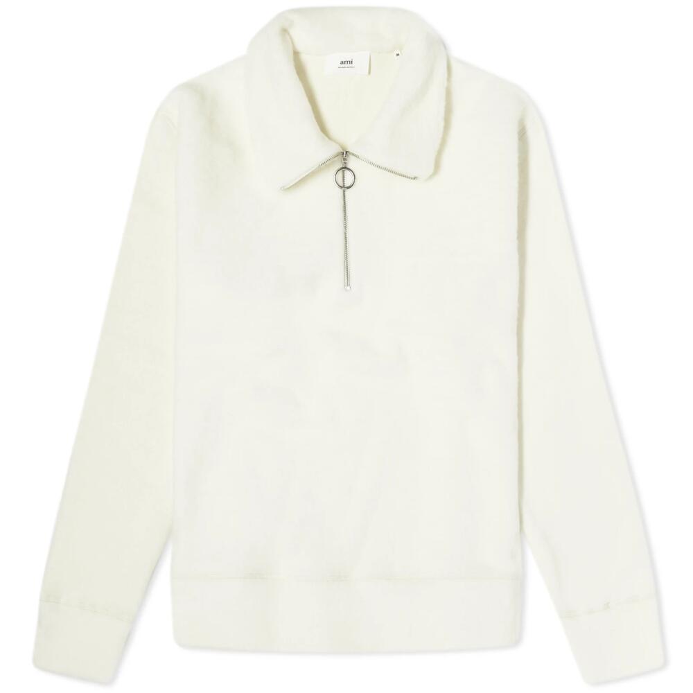 AMI Paris Women's AMI Zipped Polo Top in Ivory Cover