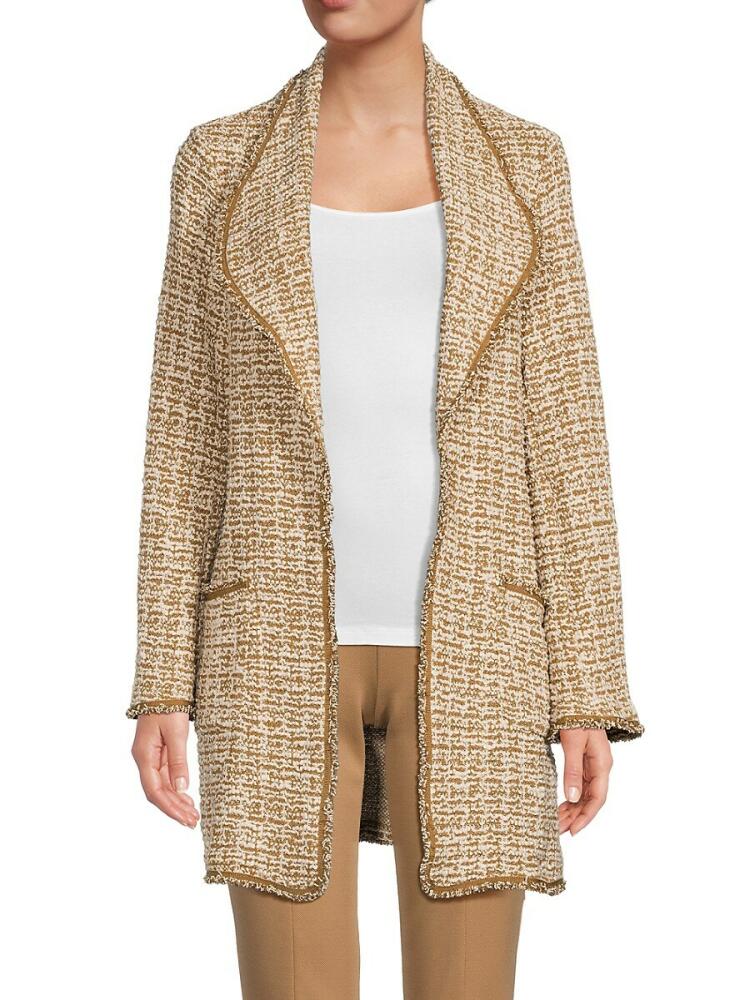 Max Studio Women's Tweed Longline Open Front Jacket - Camel Cover