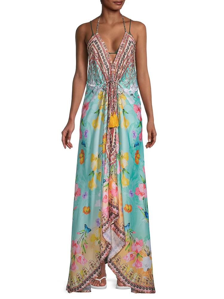 Ranee's Women's Floral Halter-Neck Maxi Cover-Up Dress - Green Cover