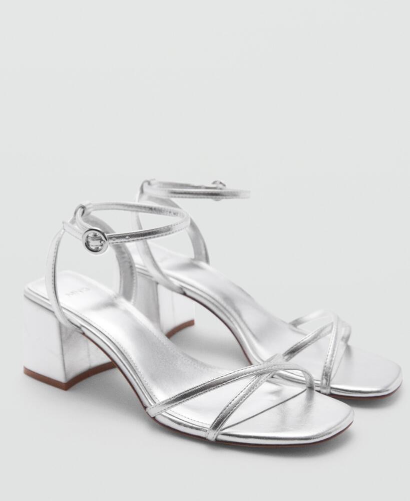 Mango Women's Metallic Strap Sandals - Silver Cover