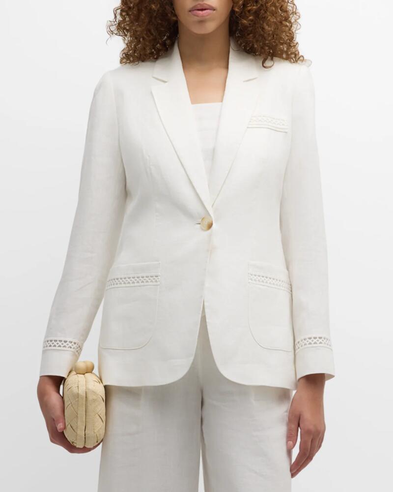 Elie Tahari The Constance Lace-Inset Linen Blazer Cover