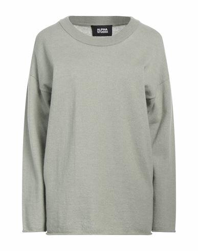 Alpha Studio Woman Sweater Sage green Wool, Cashmere Cover