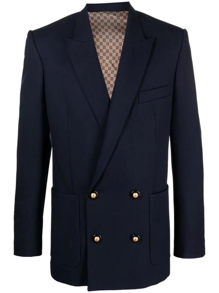 Balmain double-breasted virgin-wool blazer - Blue Cover