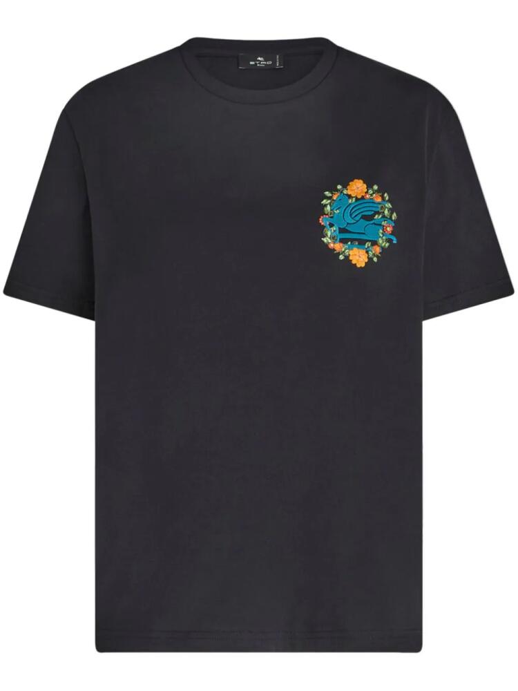 ETRO Pegaso-embroidered cotton T-shirt - Black Cover