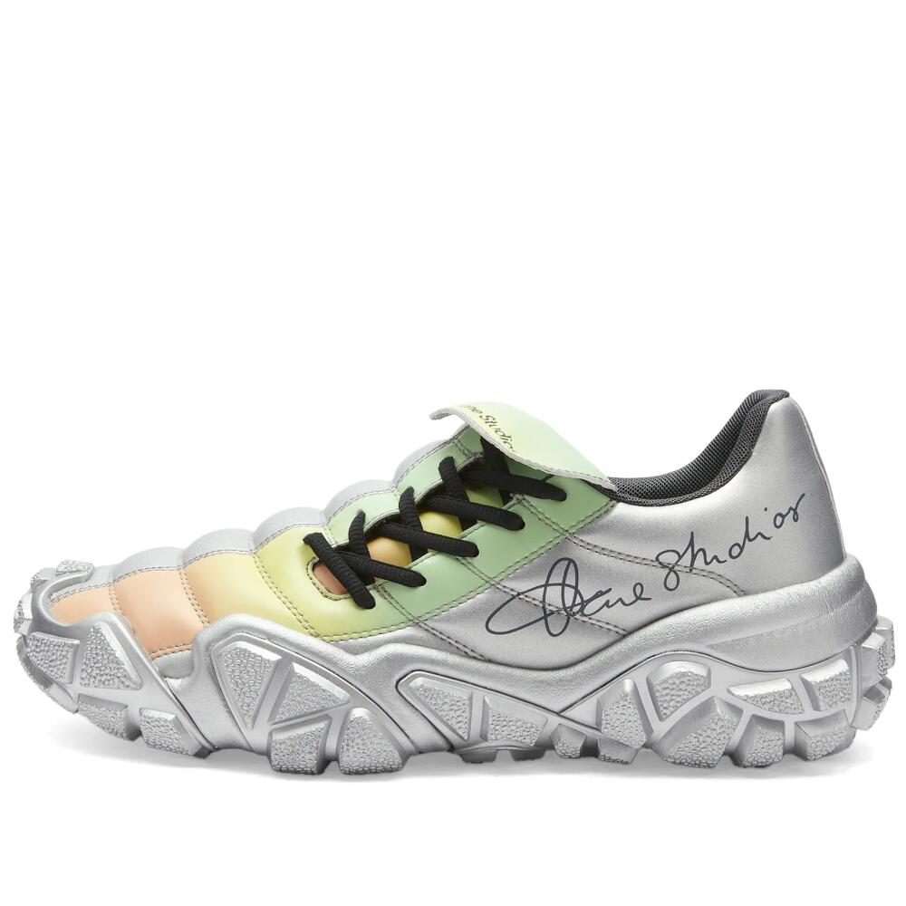 Acne Studios Men's Bolzter Football Sneakers in Grey/Green Cover