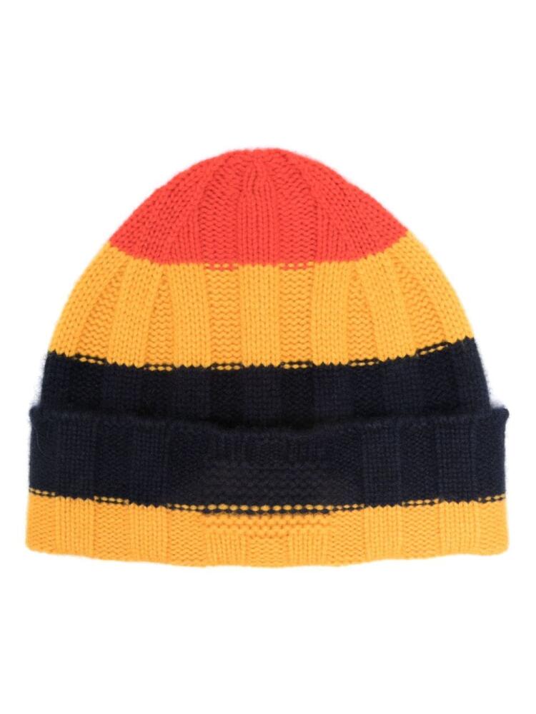 Guest In Residence striped ribbed cashmere beanie - Yellow Cover