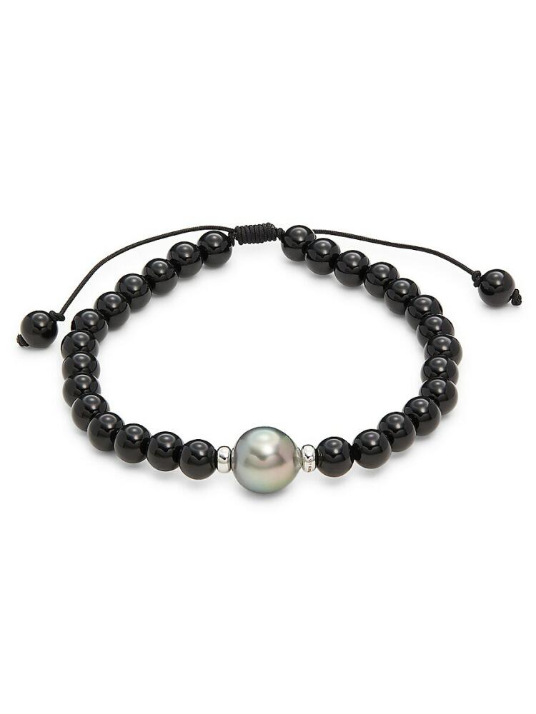 Effy Men's Sterling Silver 10MM Tahitian Pearl & Onyx Beaded Bracelet Cover