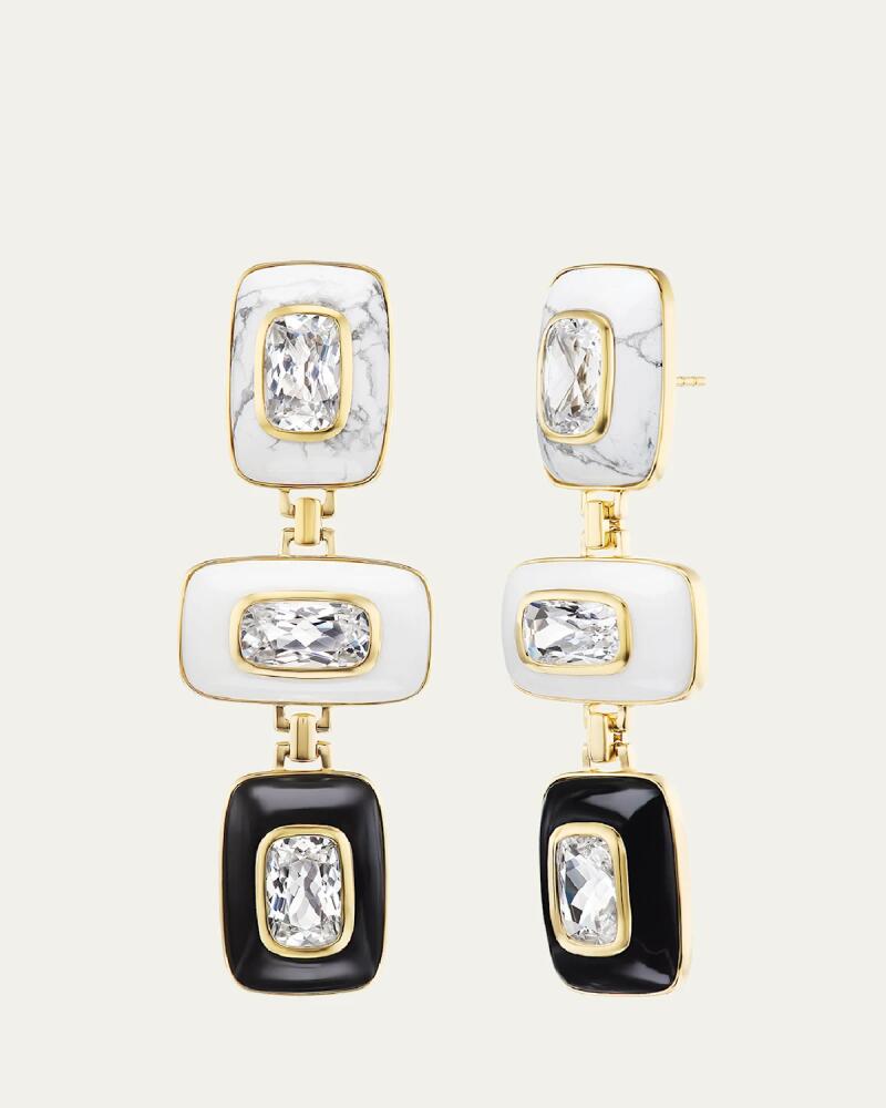 Emily P. Wheeler 18K Yellow Gold Patchwork Earrings with Topaz, Howlite, and Agate Cover