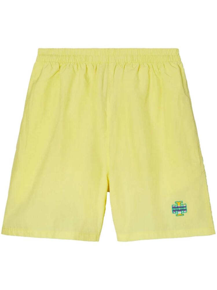 Tory Burch logo-embroidered shorts - Yellow Cover