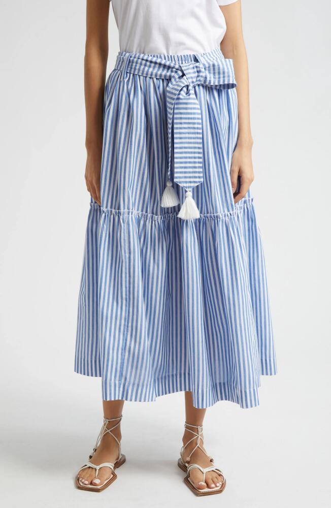 MILLE Franoise Floral Stripe Cotton Skirt in Monaco Stripe Cover