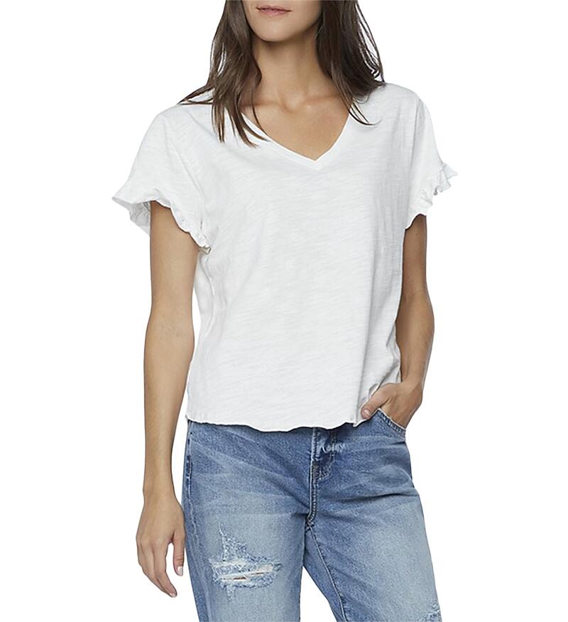 Billy T Ruffled V Neck Tee Cover