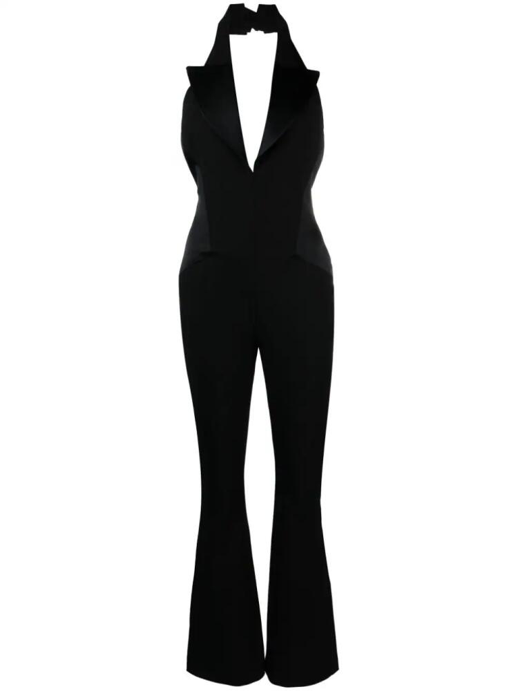 Genny peak-lapel flared jumpsuit - Black Cover