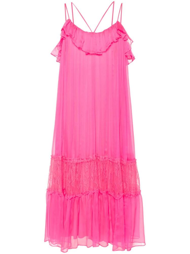 NISSA lace-panelling silk dress - Pink Cover