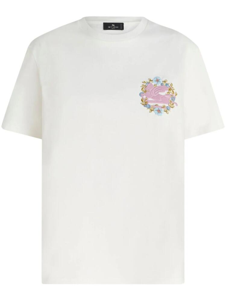 ETRO Pegaso-embroidered cotton T-shirt - White Cover