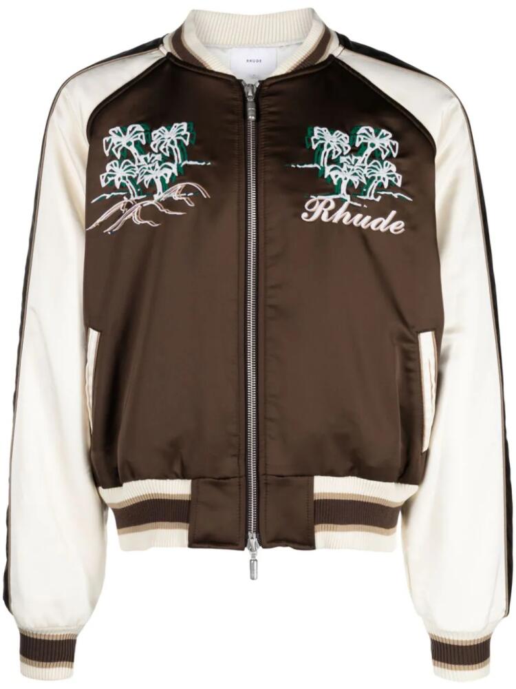 RHUDE Souvenir embroidered bomber jacket - Brown Cover