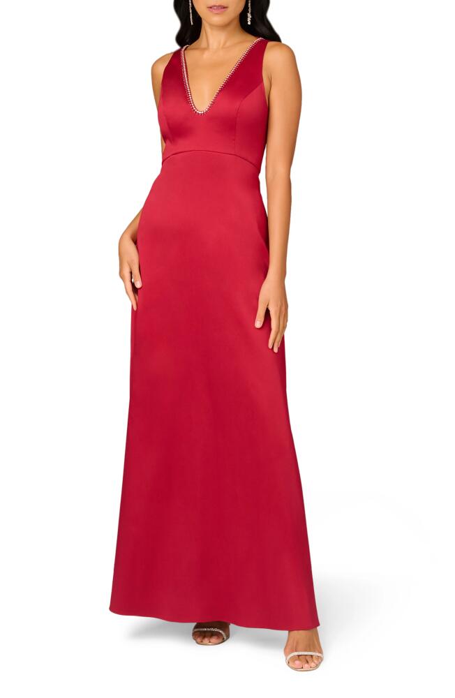 Aidan Mattox by Adrianna Papell Stretch Mikado A-Line Gown in Matador Red Cover