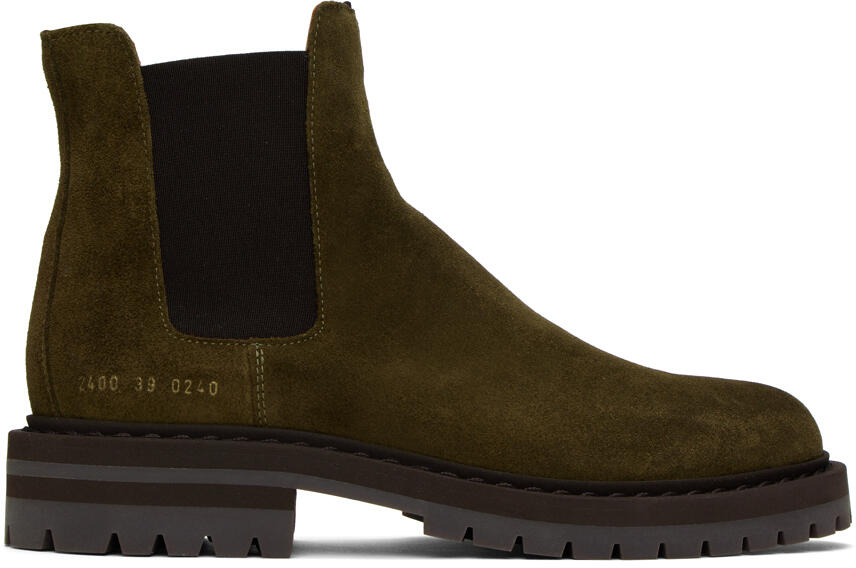 Common Projects Khaki Stamped Chelsea Boots Cover