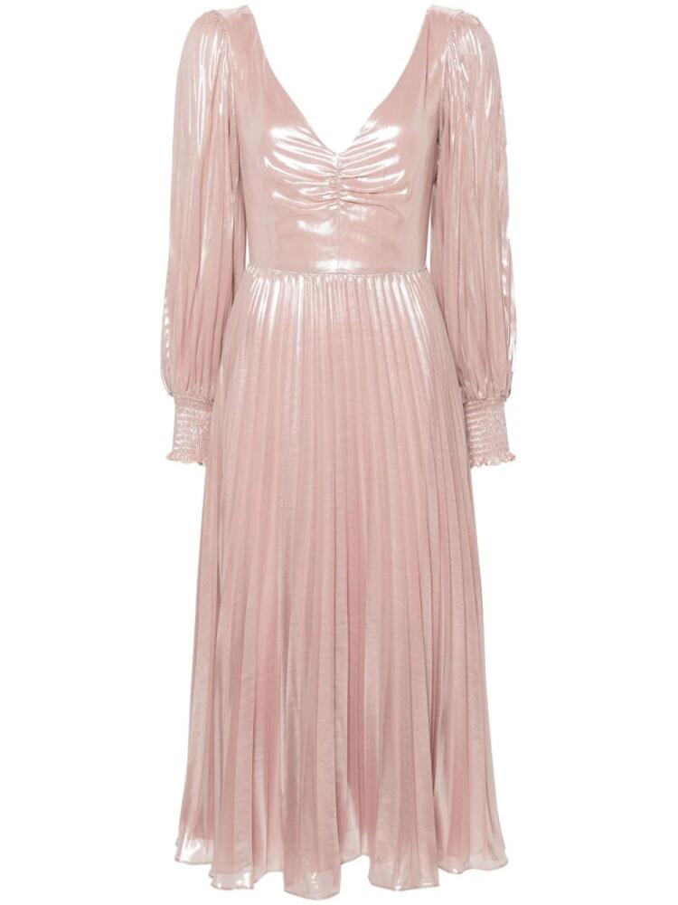 NISSA lamé plissé midi dress - Pink Cover