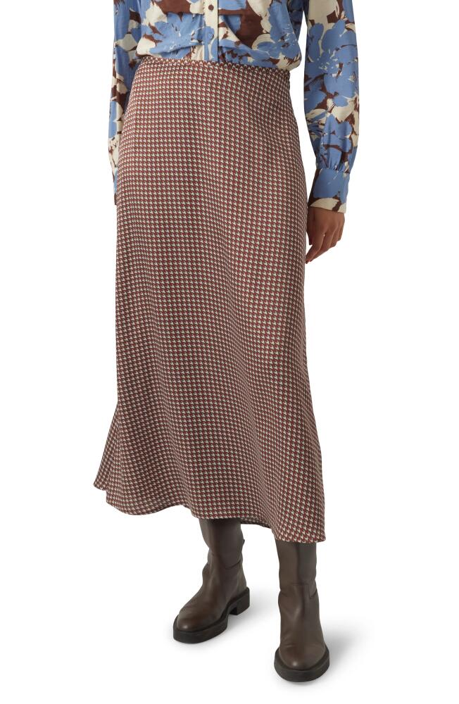 VERO MODA Oli Belinda Houndstooth Check Skirt in Chocolate Fondant Cover