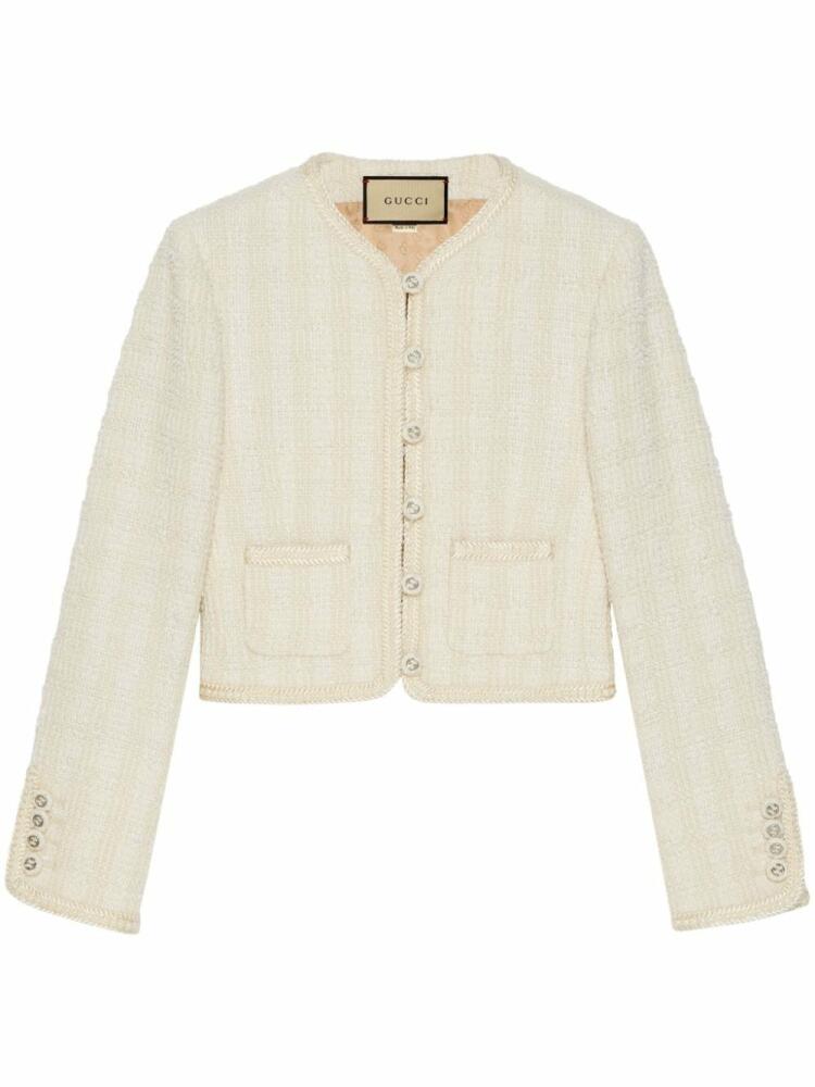 Gucci tweed cropped jacket - Neutrals Cover