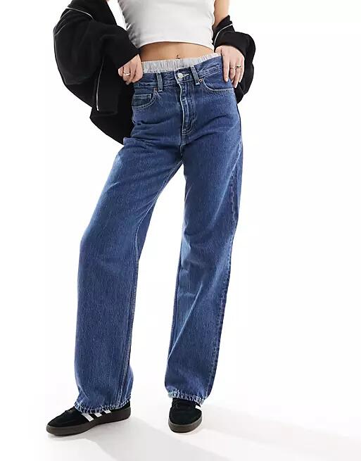 Dr Denim Echo straight leg jeans in steam mid retro-Blue Cover