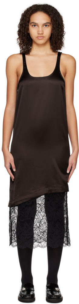 GANNI Brown Paneled Midi Dress Cover