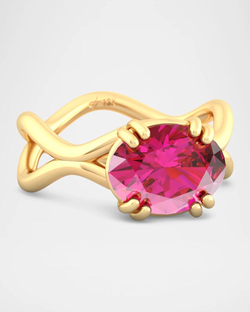 Jamie Turner 18K Gold Rose Ring with Rubellite Cover