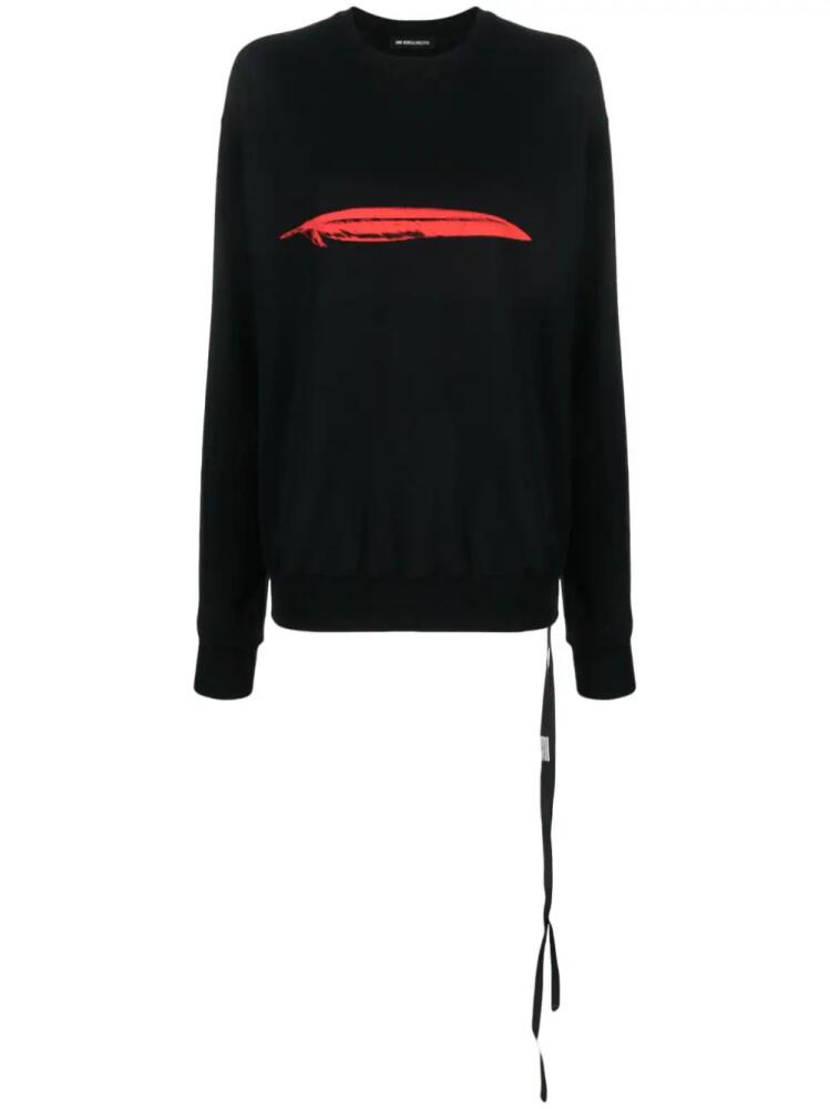 Ann Demeulemeester feather-print cotton sweatshirt - Black Cover