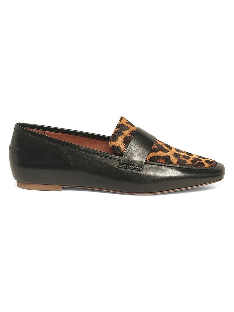 Anthony Veer Women's Namole Leopard Print Leather Loafers - Black Cover