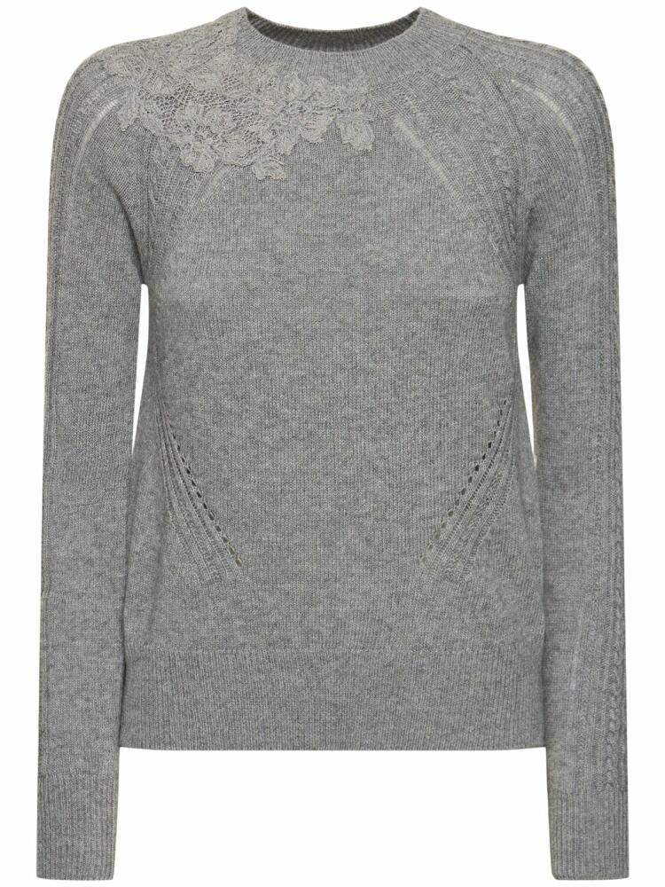 ERMANNO SCERVINO Embroidered Knit Crewneck Sweater Cover