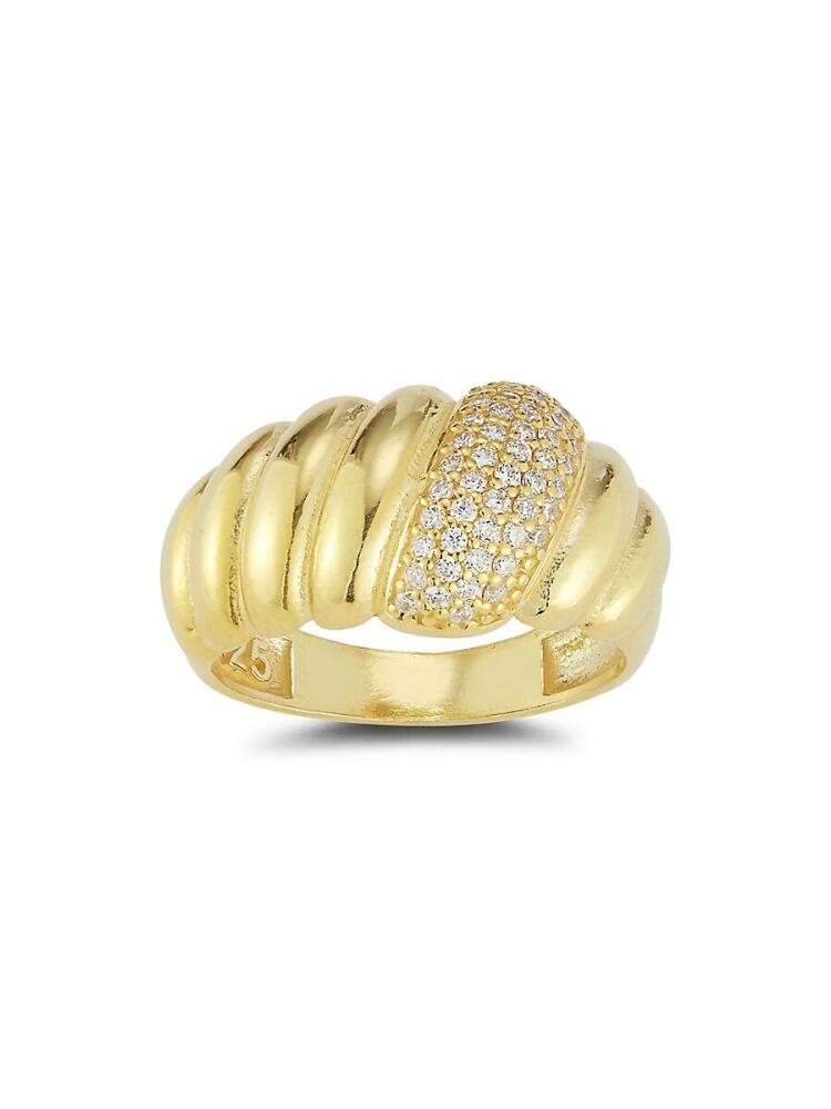 SPHERA MILANO Women's 14K Goldplated Sterling Silver & Cubic Zirconia Croissant Ring Cover