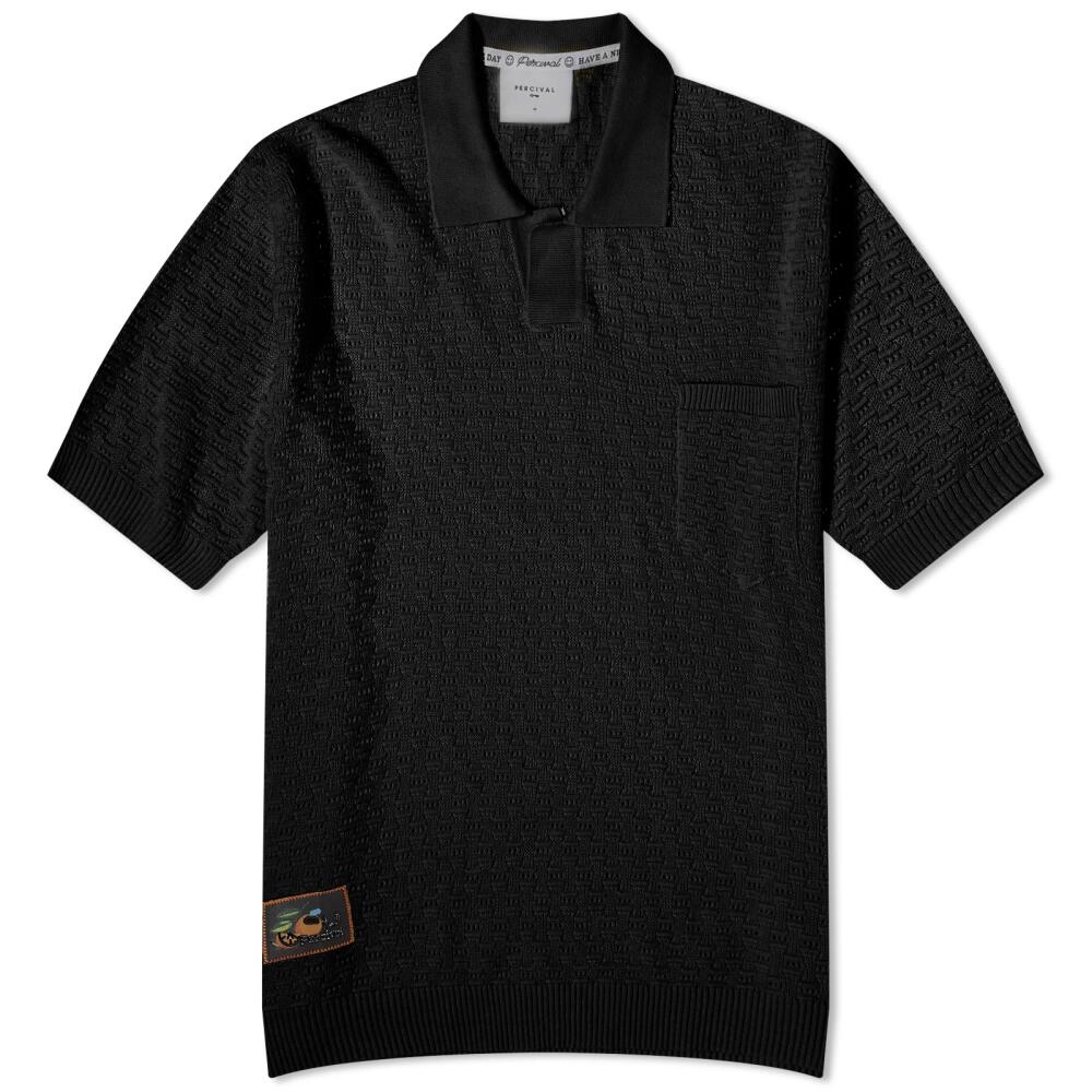 Percival Men's Blackjack Negroni Knitted Polo in Black Cover