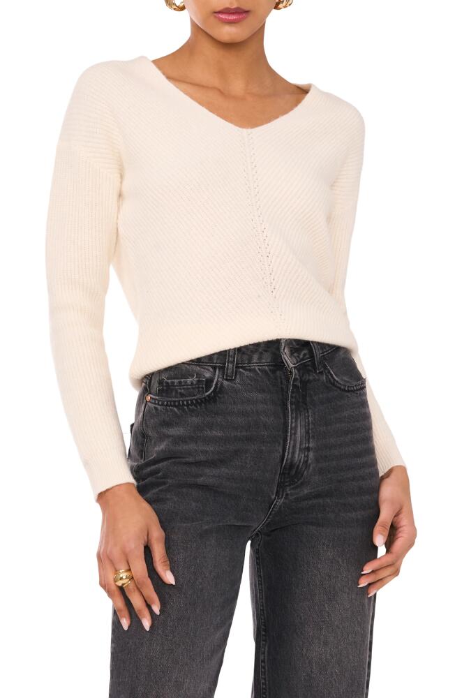 1.STATE Diagonal Rib V-neck Sweater in Malted Cover