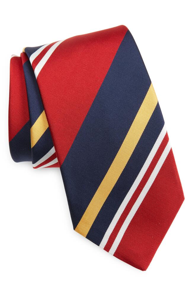 Drake's Baiadere Stripe Silk & Cotton Twill Tie in Red Cover