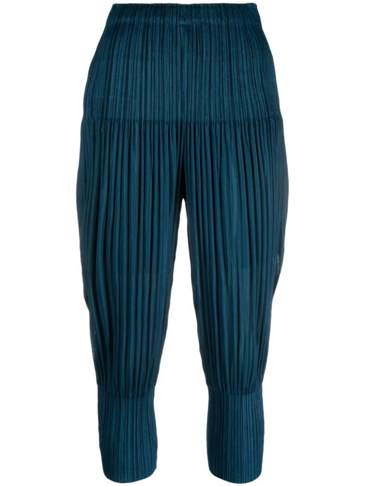 Pleats Please Issey Miyake cropped pleated trousers - Blue Cover