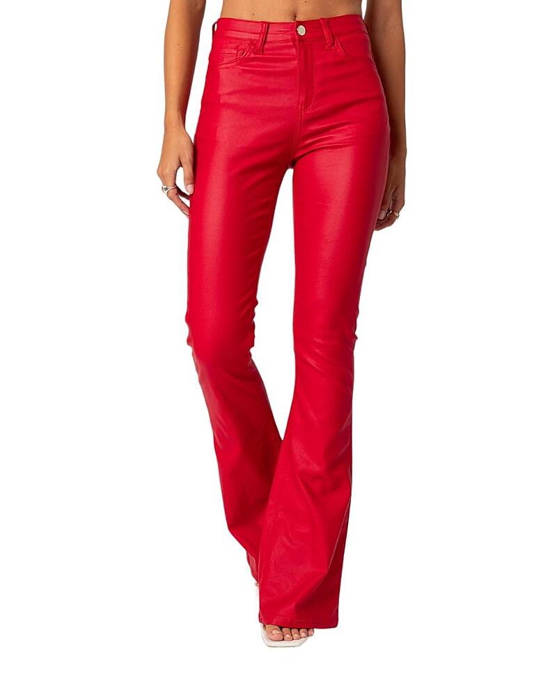 Edikted Luna Faux Leather Flare Jeans Cover