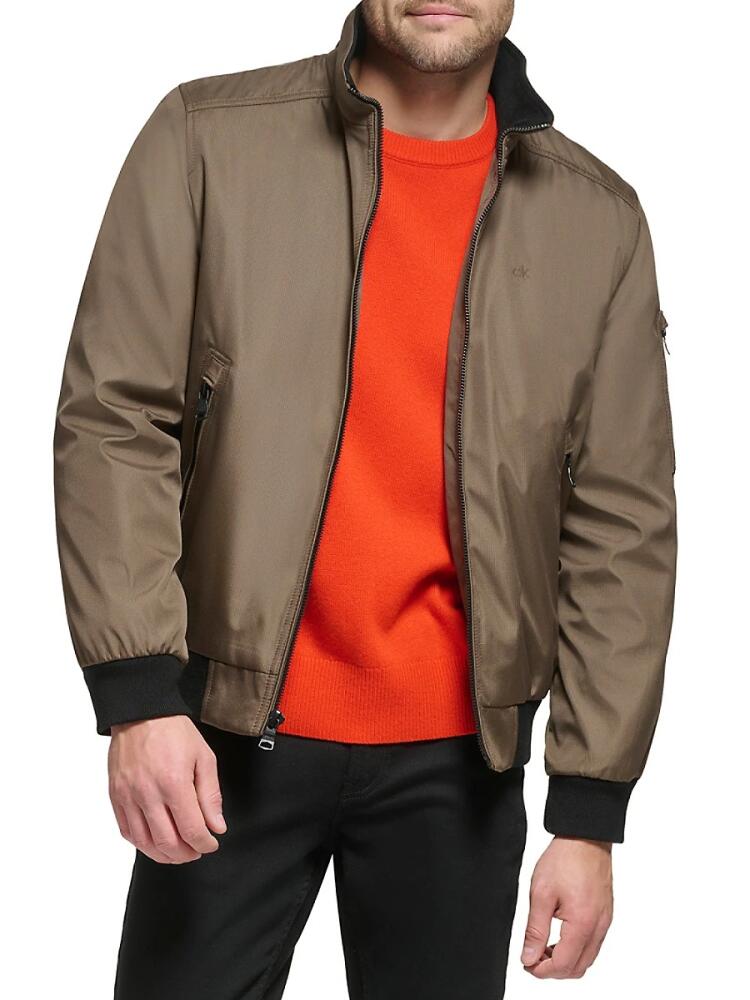 Calvin Klein Men's Midweight Stand Collar Jacket - Dark Tan Cover