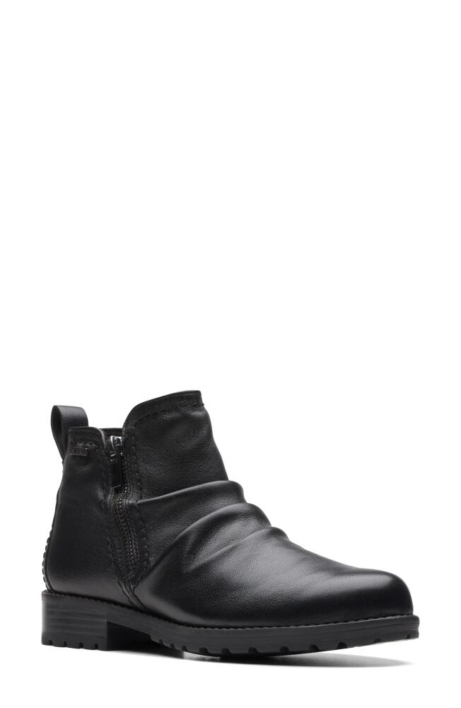 Clarks(r) Aspra Walk Waterproof Bootie in Black Leather Cover