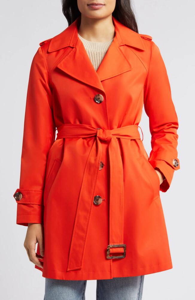 Sam Edelman Buckle Belt Trench Coat in Orange Poppy Cover