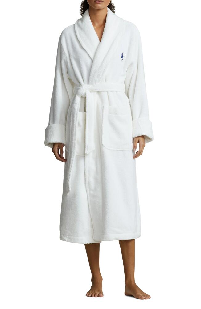 Polo Ralph Lauren Bear Print Organic Cotton Robe in White Cover